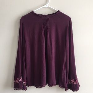 Long Sleeve Maroon Blouse (Time and Tru)